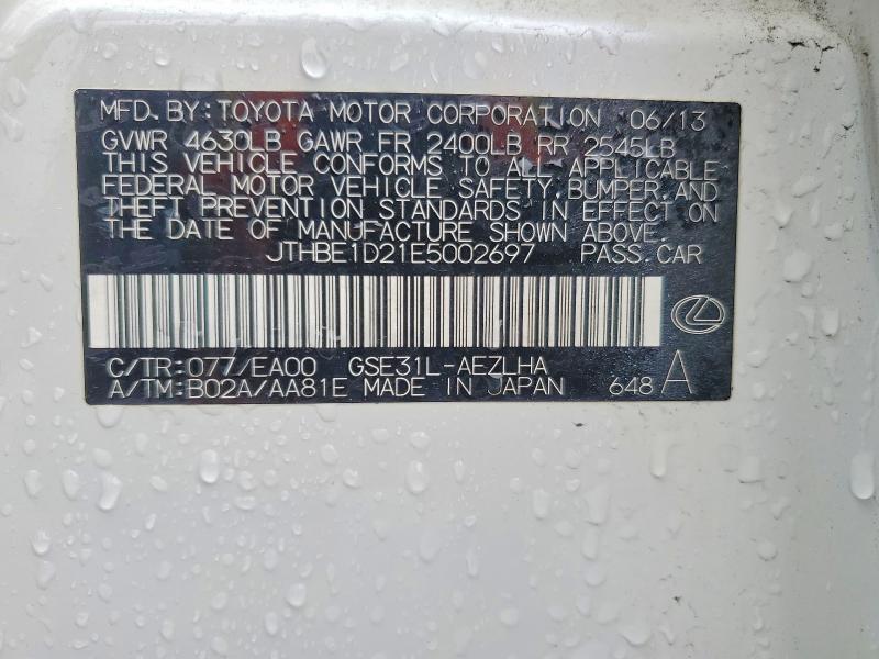 Aukcja sprzedaży 2014 Lexus Is, vin: JTHBE1D21E5002697, numer aukcji: 52544886
