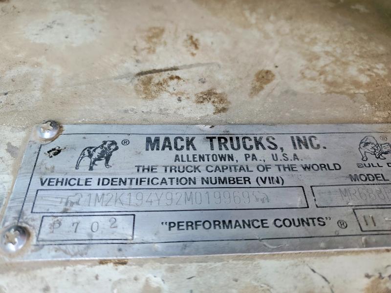 Aukcja sprzedaży 2002 Mack Mr6905, vin: 1M2K194Y92M019969, numer aukcji: 52617106