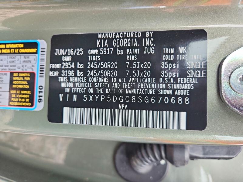 Продаж на аукціоні авто 2025 Kia Telluride, vin: 5XYP5DGC8SG670688, номер лоту: 54913016