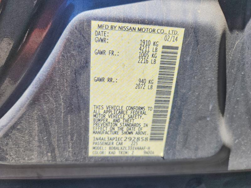 54717136 :رقم المزاد ، 1N4AL3AP1EC292858 vin ، 2014 Nissan Altima مزاد بيع