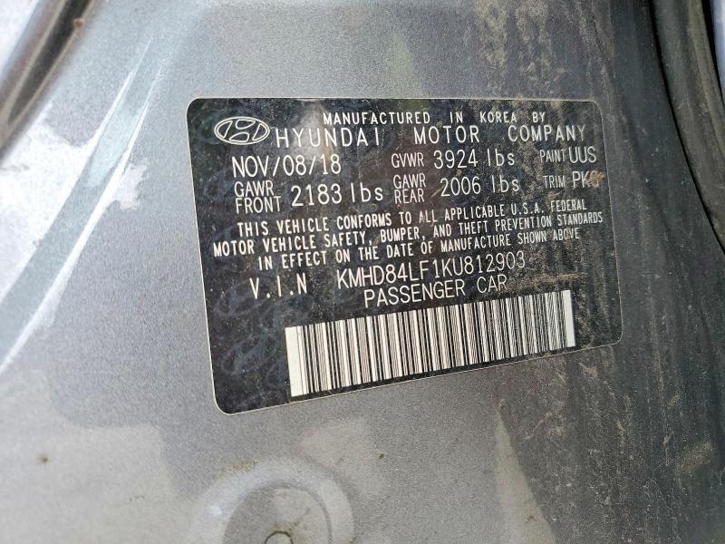 Aukcja sprzedaży 2019 Hyundai Elantra, vin: KMHD84LF1KU812903, numer aukcji: 51920466