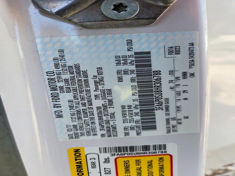 Продажа на аукционе авто 2017 Ford Fusion, vin: 3FA6P0SU8HR306788, номер лота: 53848686