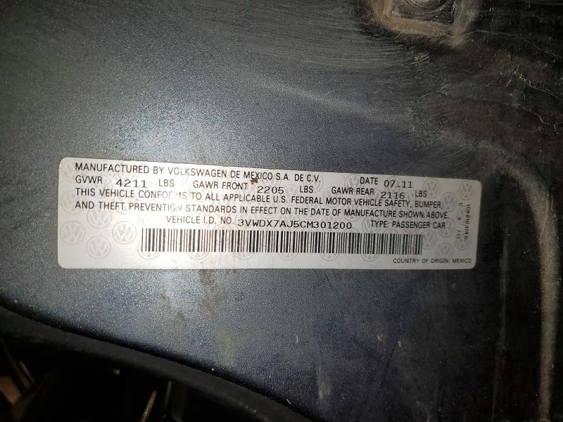 Aukcja sprzedaży 2012 Volkswagen Jetta, vin: 3VWDX7AJ5CM301200, numer aukcji: 46781856