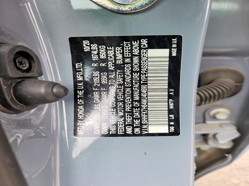 Aukcja sprzedaży 2021 Honda Civic, vin: SHHFK7H64MU404690, numer aukcji: 52205216