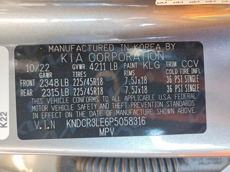 2023 Kia Niro მანქანა იყიდება აუქციონზე, vin: KNDCR3LE6P5058316, აუქციონის ნომერი: 54248356