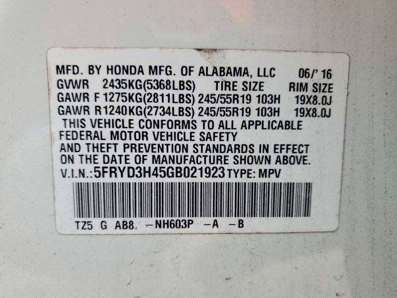 Продажа на аукционе авто 2016 Acura Mdx, vin: 5FRYD3H45GB021923, номер лота: 54250176