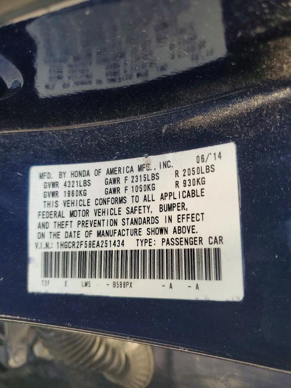 Aukcja sprzedaży 2014 Honda Accord, vin: 1HGCR2F58EA251434, numer aukcji: 54537356