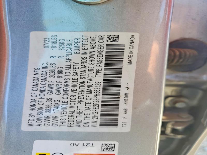 Продаж на аукціоні авто 2023 Honda Civic, vin: 2HGFE2F28PH563529, номер лоту: 52945926