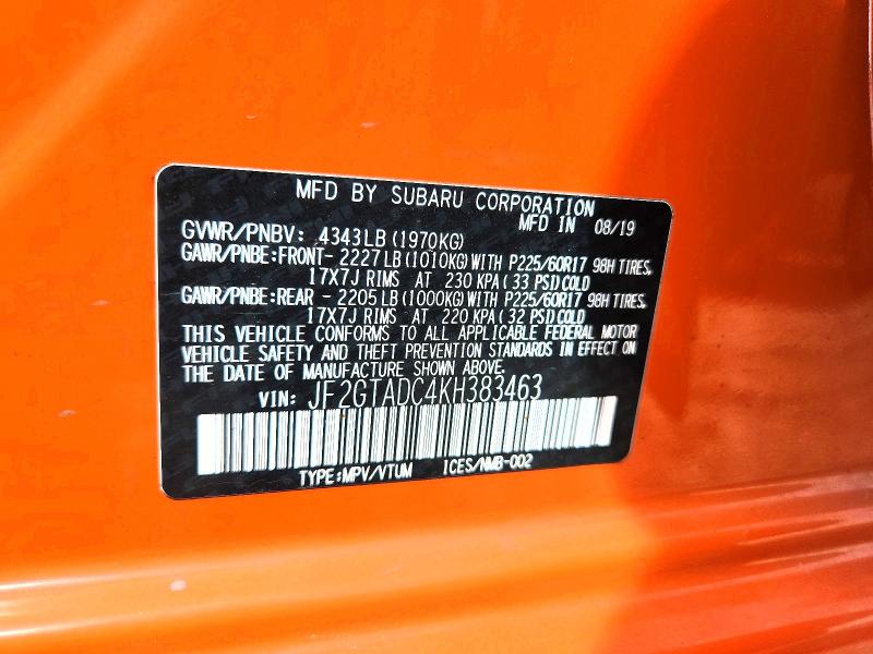 Продажа на аукционе авто 2019 Subaru Crosstrek, vin: JF2GTADC4KH383463, номер лота: 52943846