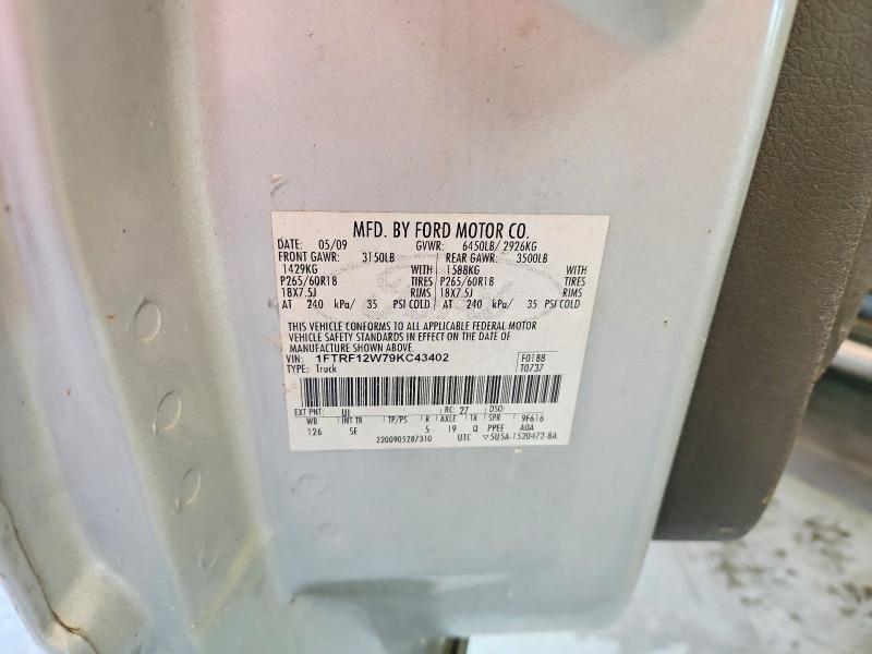 Продаж на аукціоні авто 2009 Ford F150, vin: 1FTRF12W79KC43402, номер лоту: 53993466