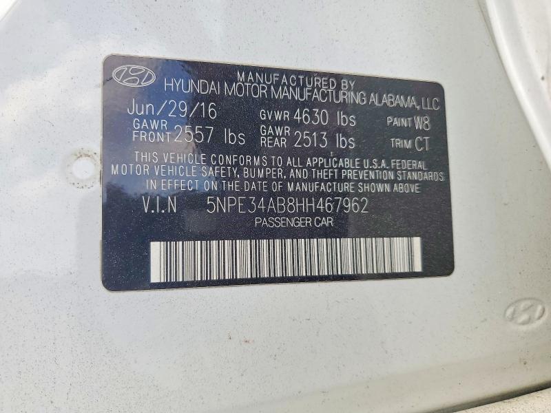 Aukcja sprzedaży 2017 Hyundai Sonata, vin: 5NPE34AB8HH467962, numer aukcji: 53762436
