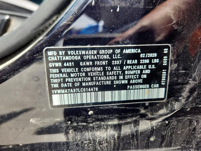 Aukcja sprzedaży 2020 Volkswagen Passat, vin: 1VWMA7A37LC014476, numer aukcji: 52963706