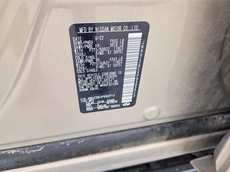 2023 Infiniti Qx80 მანქანა იყიდება აუქციონზე, vin: JN8AZ2BEXP9302713, აუქციონის ნომერი: 54280696