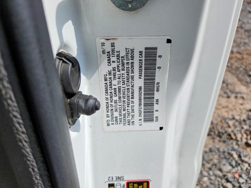 2011 Honda Civic მანქანა იყიდება აუქციონზე, vin: 2HGFG1B69BH502986, აუქციონის ნომერი: 54185806