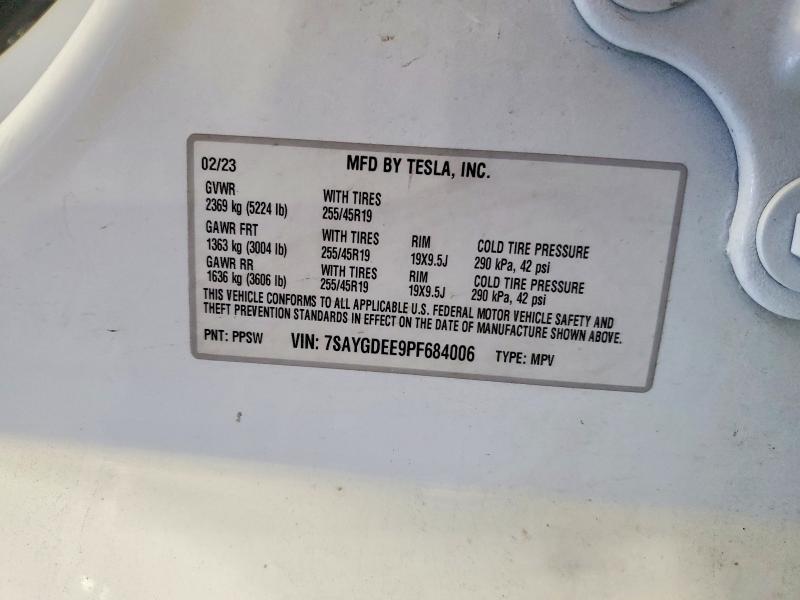 54484576 :رقم المزاد ، 7SAYGDEE9PF684006 vin ، 2023 Tesla Model Y مزاد بيع