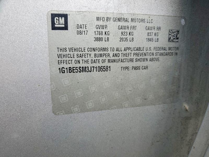 54998846 :رقم المزاد ، 1G1BE5SM3J7106581 vin ، 2018 Chevrolet Cruze مزاد بيع