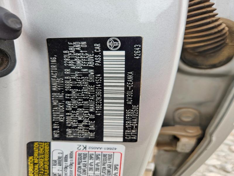 2006 Toyota Camry მანქანა იყიდება აუქციონზე, vin: 4T1BE32K36U141524, აუქციონის ნომერი: 52059636