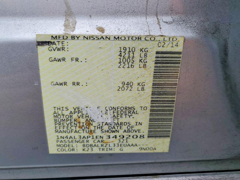 Aukcja sprzedaży 2014 Nissan Altima, vin: 1N4AL3AP1EN349208, numer aukcji: 53118706