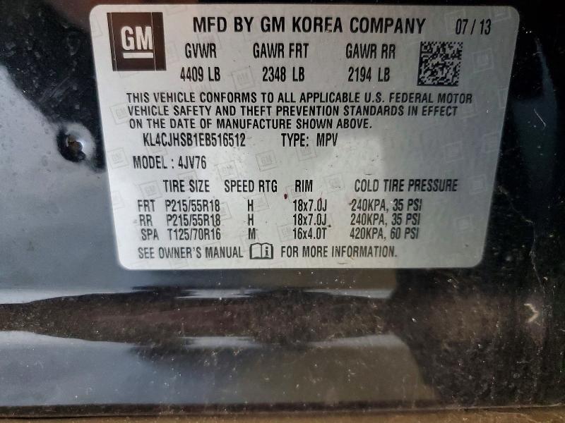 2014 Buick Encore მანქანა იყიდება აუქციონზე, vin: KL4CJHSB1EB516512, აუქციონის ნომერი: 54516566