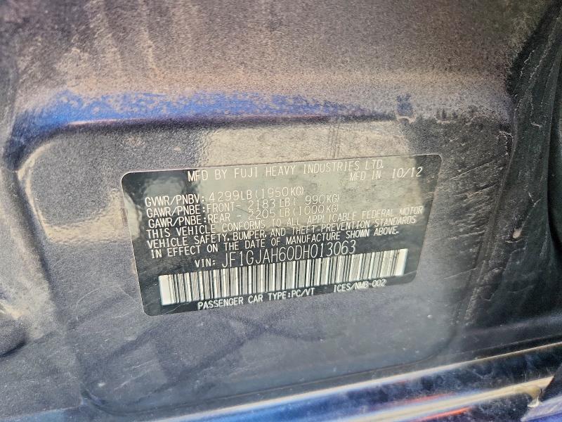 Продажа на аукционе авто 2013 Subaru Impreza, vin: JF1GJAH60DH013063, номер лота: 53321616
