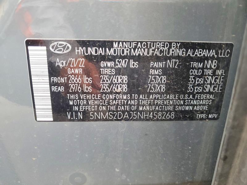 Продажа на аукционе авто 2022 Hyundai Santa Fe, vin: 5NMS2DAJ5NH458268, номер лота: 51535776