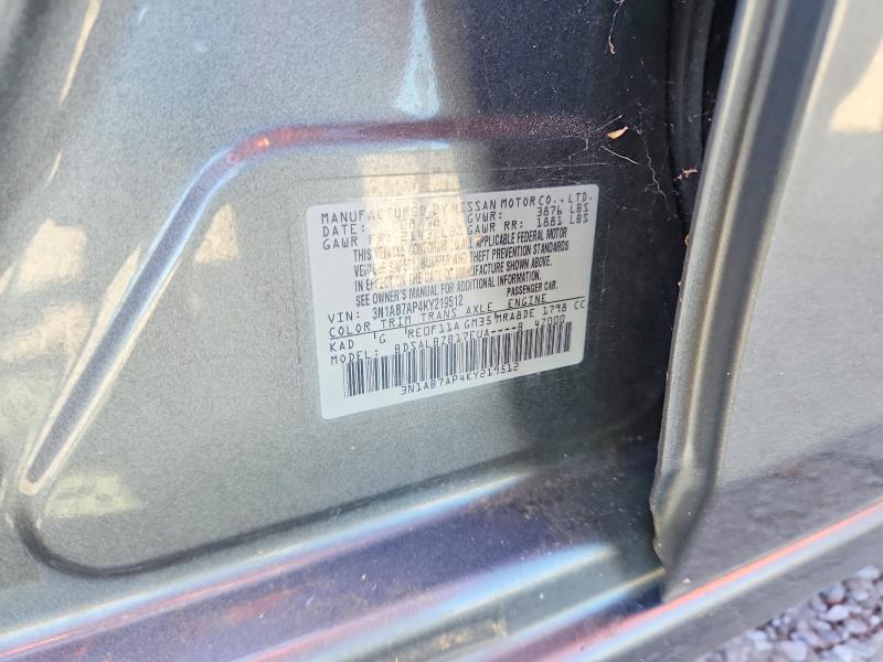 52327566 :رقم المزاد ، 3N1AB7AP4KY219512 vin ، 2019 Nissan Sentra مزاد بيع