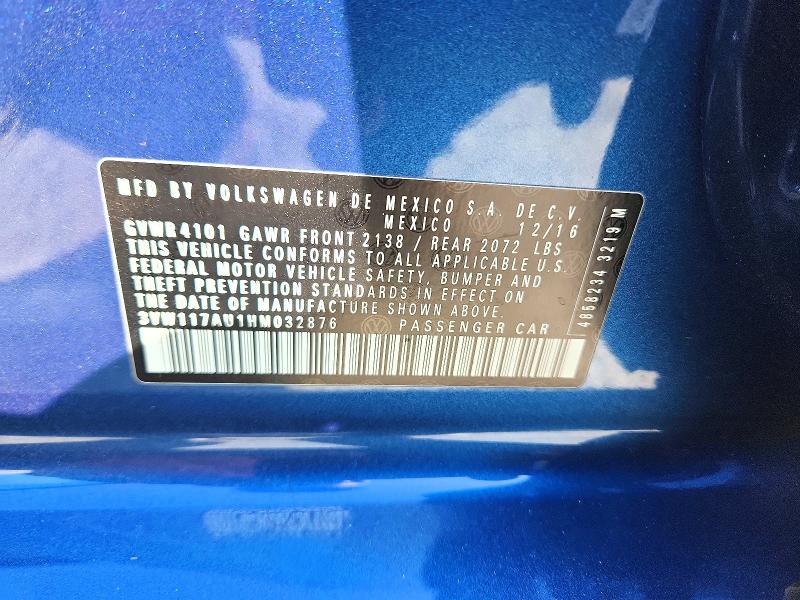 Продаж на аукціоні авто 2017 Volkswagen Golf, vin: 3VW117AU1HM032876, номер лоту: 55019246