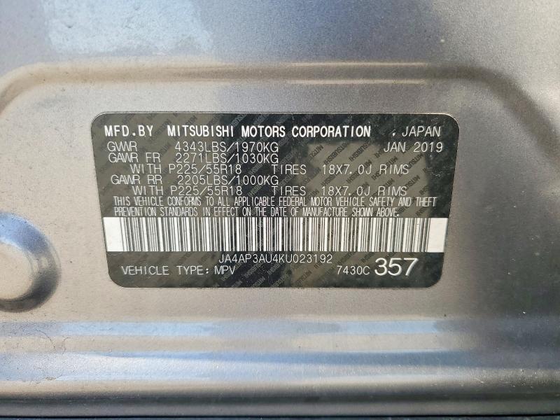 Продаж на аукціоні авто 2019 Mitsubishi Outlander Sport, vin: JA4AP3AU4KU023192, номер лоту: 53053946