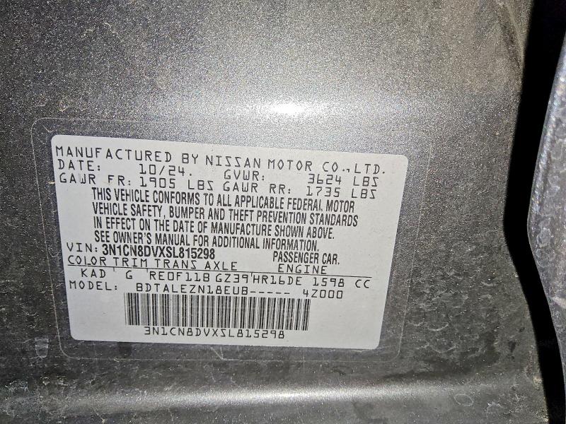 2025 Nissan Versa მანქანა იყიდება აუქციონზე, vin: 3N1CN8DVXSL815298, აუქციონის ნომერი: 53621716