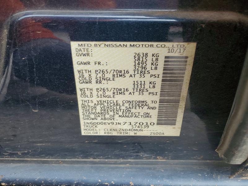 55272856 :رقم المزاد ، 1N6DD0EV9JN717010 vin ، 2018 Nissan Frontier مزاد بيع