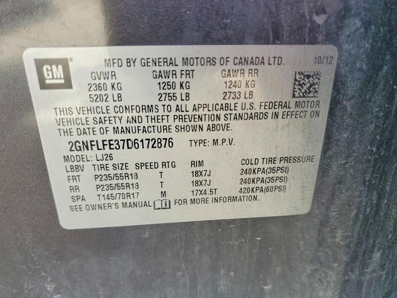 2013 Chevrolet Equinox მანქანა იყიდება აუქციონზე, vin: 2GNFLFE37D6172876, აუქციონის ნომერი: 53926496