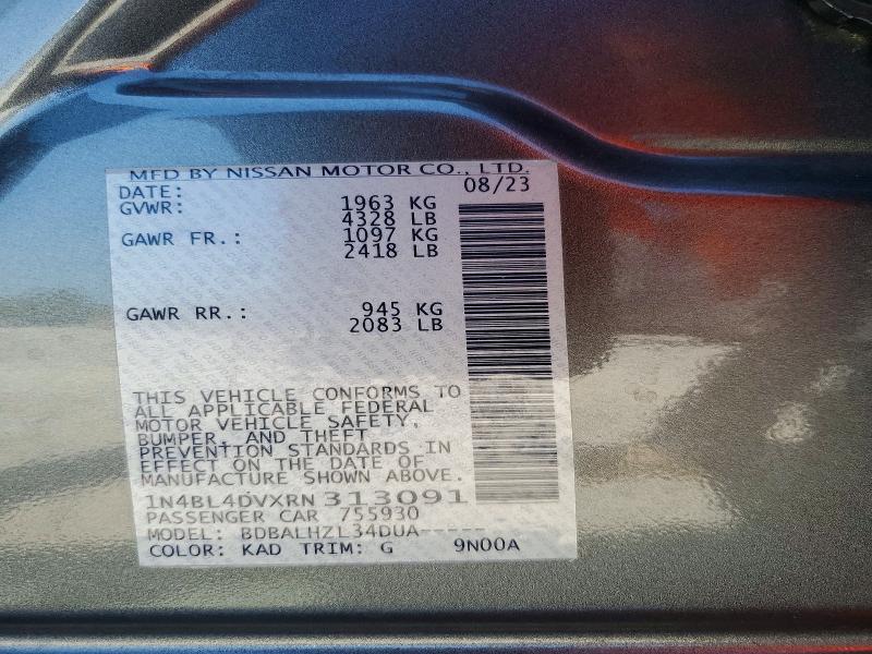 2024 Nissan Altima მანქანა იყიდება აუქციონზე, vin: 1N4BL4DVXRN313091, აუქციონის ნომერი: 53380036