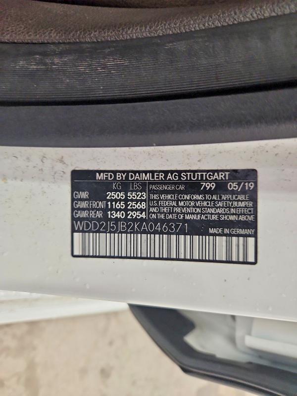 Продажа на аукционе авто 2019 Mercedes-benz Cls, vin: WDD2J5JB2KA046371, номер лота: 53871966