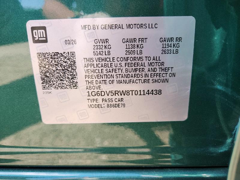 55183206 :رقم المزاد ، 1G6DV5RW8T0114438 vin ، 2026 Cadillac Ct5-v مزاد بيع