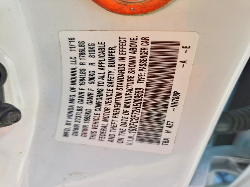 Продажа на аукционе авто 2017 Honda Civic, vin: 19XFC2F72HE009559, номер лота: 54313286