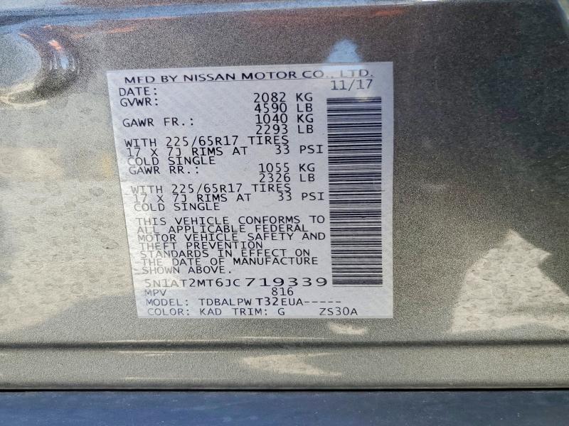 2018 Nissan Rogue მანქანა იყიდება აუქციონზე, vin: 5N1AT2MT6JC719339, აუქციონის ნომერი: 52132216