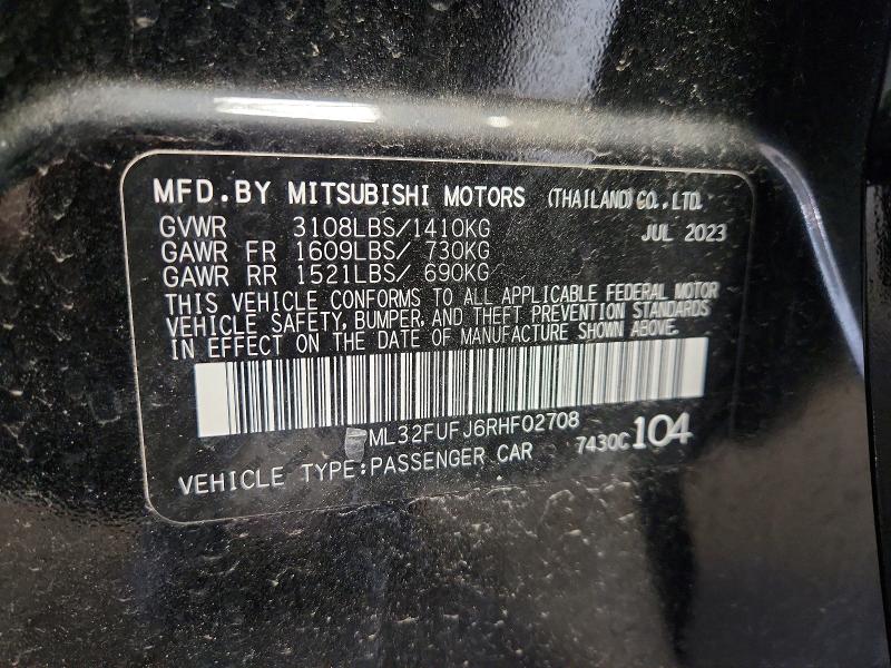 55526966 :رقم المزاد ، ML32FUFJ6RHF02708 vin ، 2024 Mitsubishi Mirage مزاد بيع