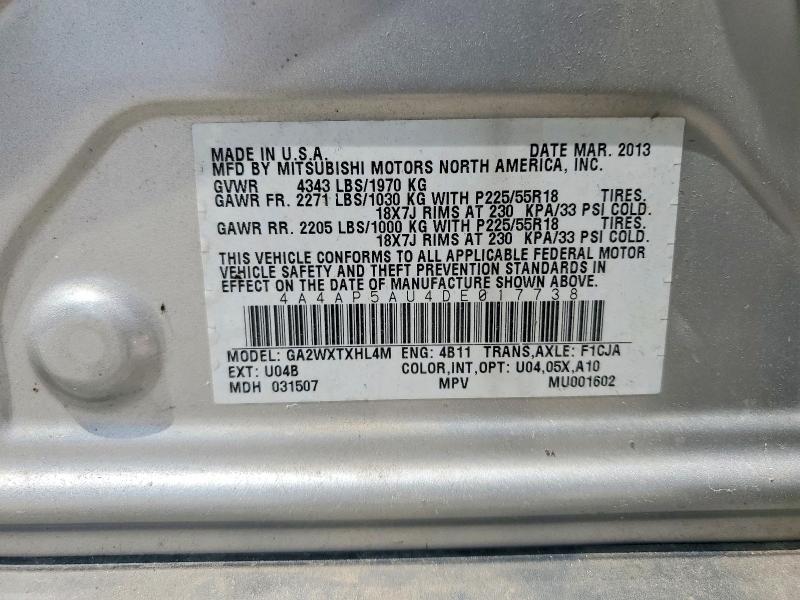 54856976 :رقم المزاد ، 4A4AP5AU4DE017738 vin ، 2013 Mitsubishi Outlander Sport مزاد بيع