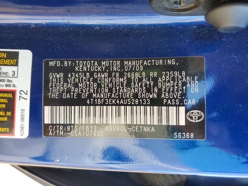 Продажа на аукционе авто 2010 Toyota Camry, vin: 4T1BF3EK4AU528133, номер лота: 53736676