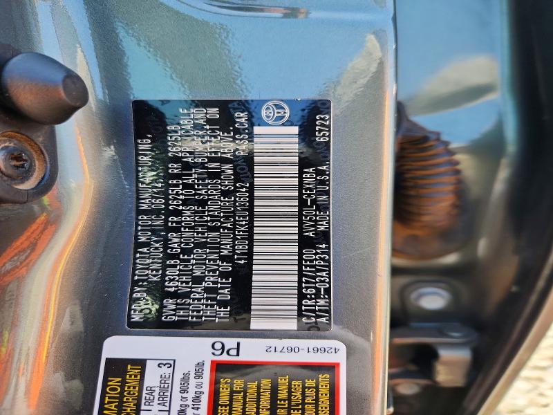 54177936 :رقم المزاد ، 4T1BD1FK4EU136042 vin ، 2014 Toyota Camry Hybrid مزاد بيع
