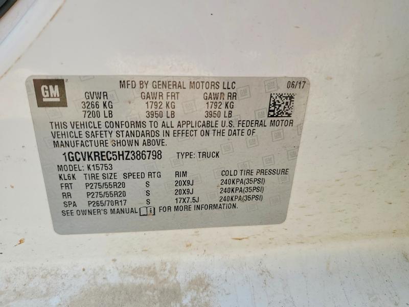 53697006 :رقم المزاد ، 1GCVKREC5HZ386798 vin ، 2017 Chevrolet Silverado مزاد بيع