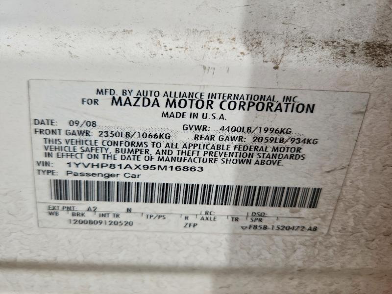 Aukcja sprzedaży 2009 Mazda 6, vin: 1YVHP81AX95M16863, numer aukcji: 51671536