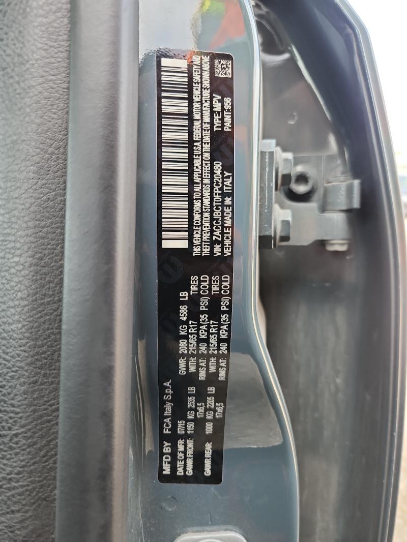 54225366 :رقم المزاد ، ZACCJBCT0FPC20480 vin ، 2015 Jeep Renegade مزاد بيع