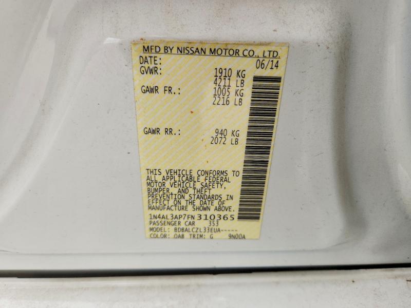 52235366 :رقم المزاد ، 1N4AL3AP7FN310365 vin ، 2015 Nissan Altima مزاد بيع