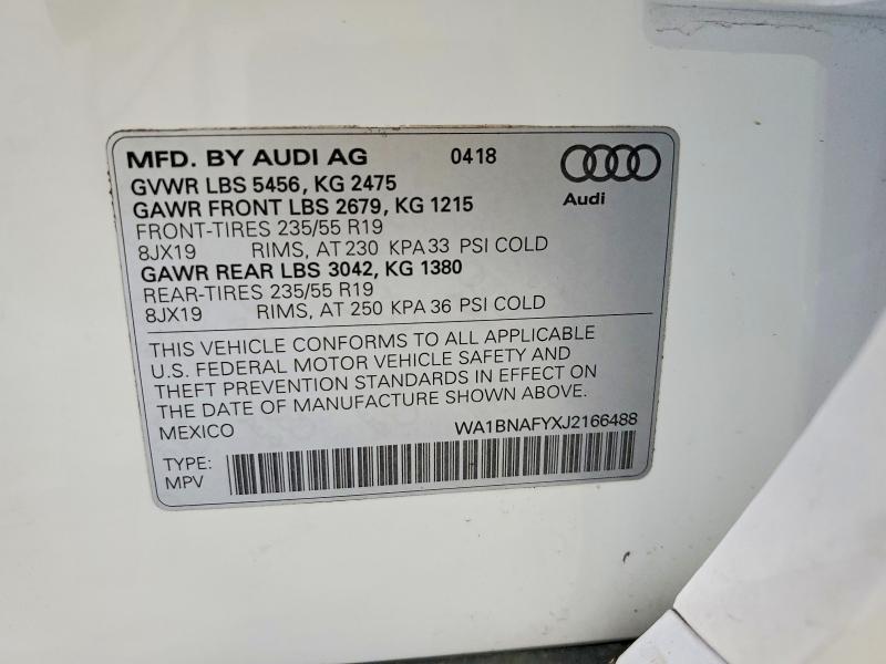 Продаж на аукціоні авто 2018 Audi Q5, vin: WA1BNAFYXJ2166488, номер лоту: 53175886