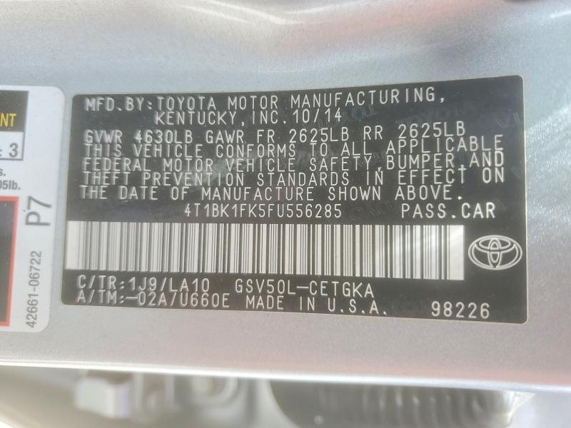 Продаж на аукціоні авто 2015 Toyota Camry, vin: 4T1BK1FK5FU556285, номер лоту: 54795896