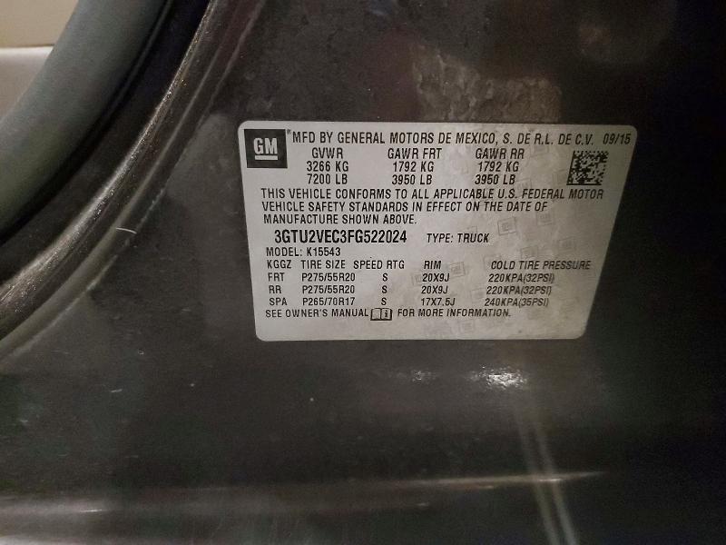 Aukcja sprzedaży 2015 Gmc Sierra, vin: 3GTU2VEC3FG522024, numer aukcji: 54962826