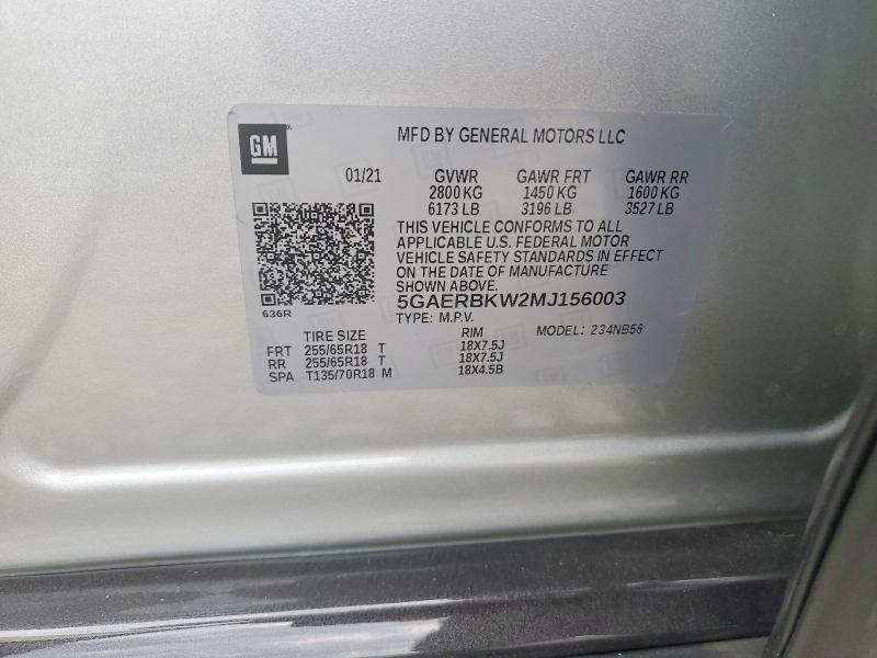 Продаж на аукціоні авто 2021 Buick Enclave, vin: 5GAERBKW2MJ156003, номер лоту: 52817566