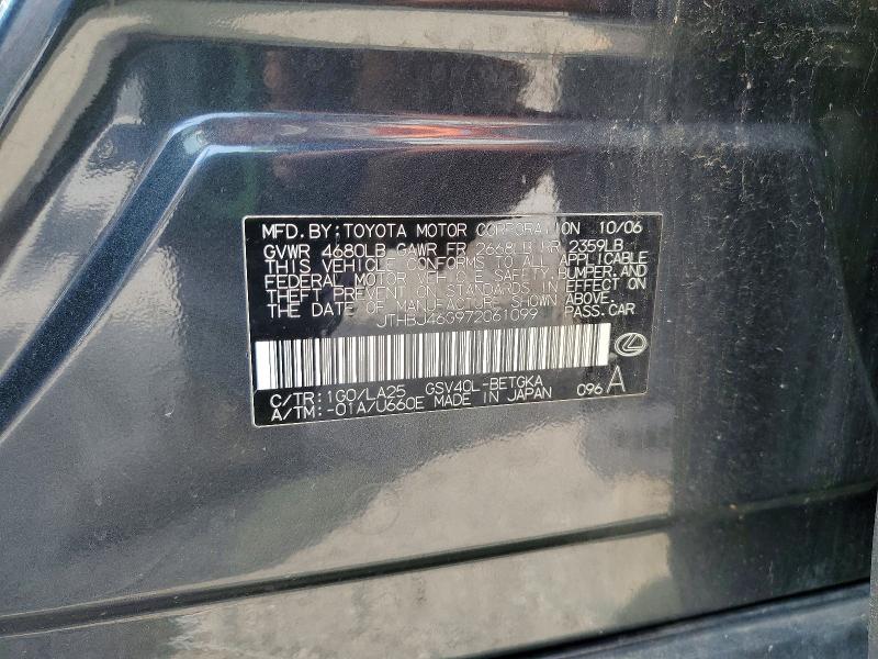 52660876 :رقم المزاد ، JTHBJ46G972061099 vin ، 2007 Lexus Es مزاد بيع