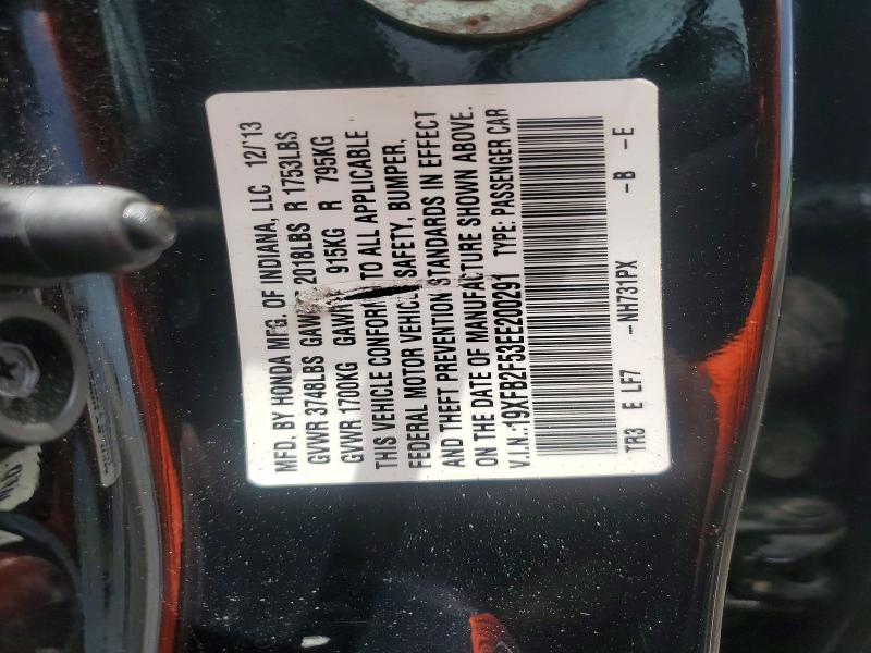 Продаж на аукціоні авто 2014 Honda Civic 4d Lx, vin: 19XFB2F53EE200291, номер лоту: 54823266
